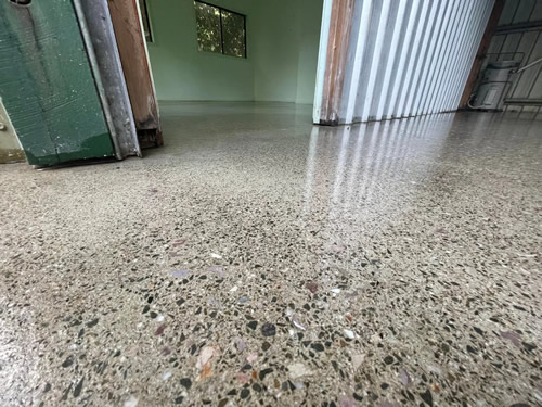 Shed Concrete Floor After Grinding & Sealing Sunshine Coast
